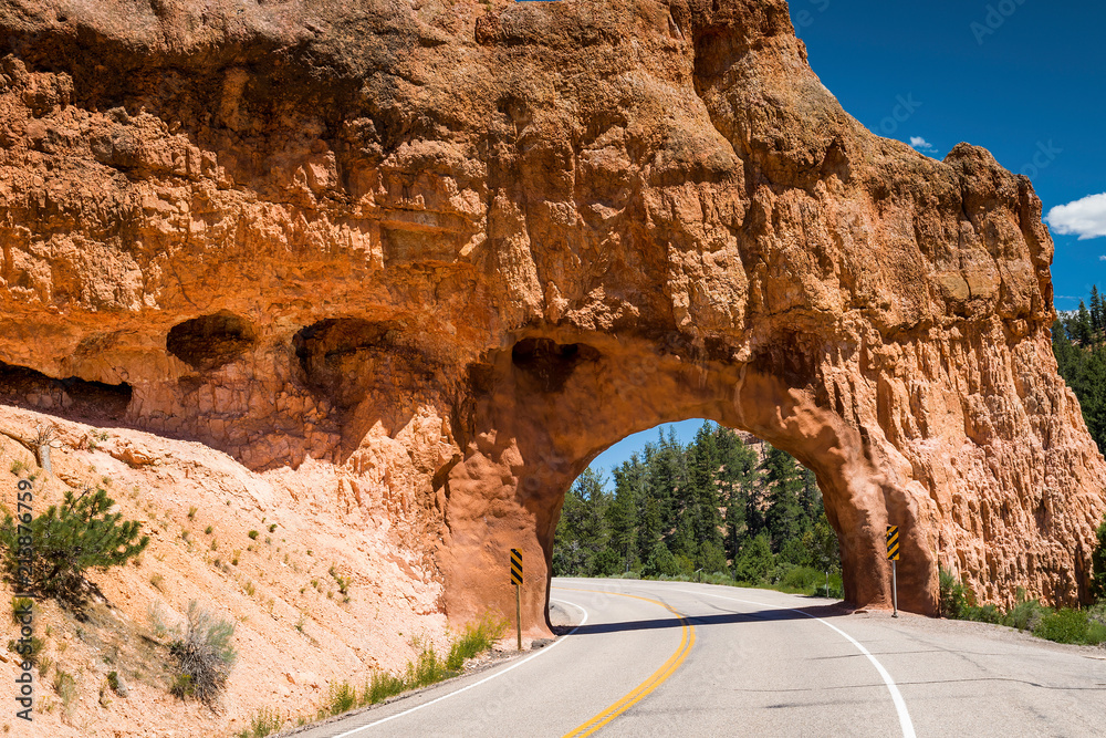Red Rock road through hole in the wall, Utah 