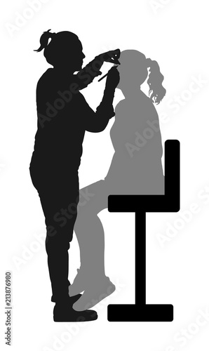 Make up artist. Woman in a beauty spa getting a treatment. Facial treatments at the beauty salon vector silhouette. Cosmetic massage. Face skin care. Spa therapy. Cosmetologist mesotherapy procedure