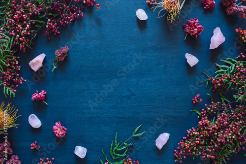 California Pepper Tree with Stones and Flowers photo