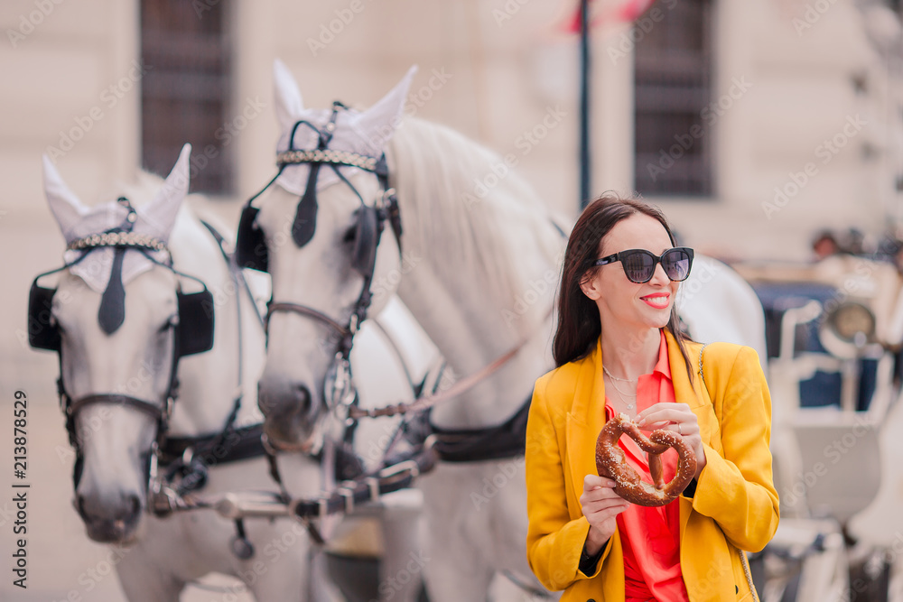 Tourist girl enjoying her european vacation in Vienna