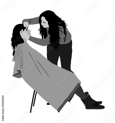 Make up artist. Woman in a beauty spa getting a treatment. Facial treatments at the beauty salon vector silhouette. Cosmetic massage. Face skin care. Spa therapy. Cosmetologist mesotherapy procedure