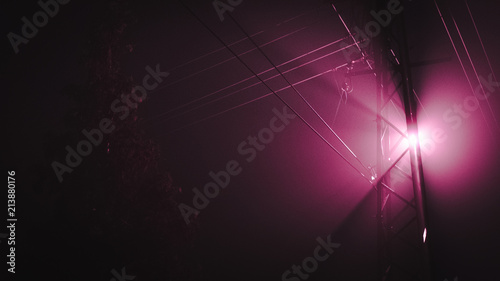 neon  fogy moody electric tower on the street