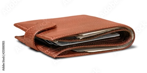 Wallet with Money and Credit Cards in it photo