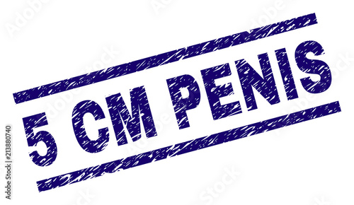 5 CM PENIS stamp seal watermark with scratced style. Blue vector rubber print of 5 CM PENIS text with scratched texture. Text title is placed between parallel lines.