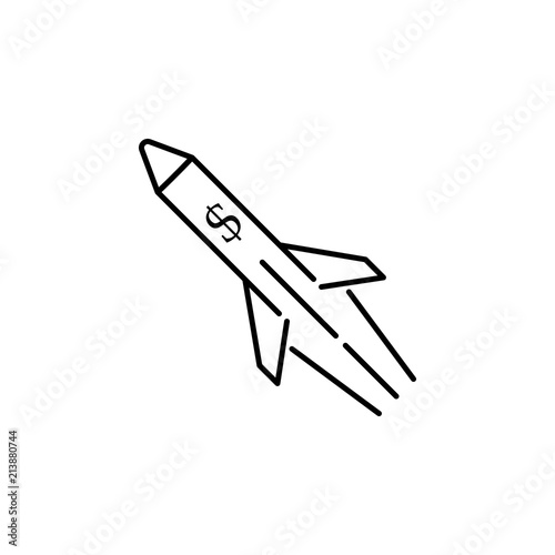 rocket dollar outline style icon. Element of currency war icon for mobile concept and web apps. Thin line rocket dollar outline style icon can be used for web and mobile