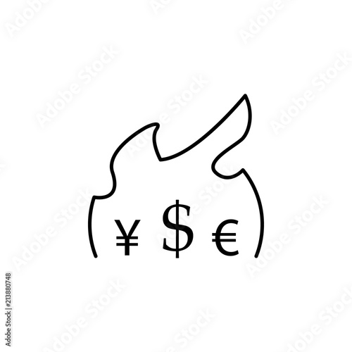 currency fire outline style icon. Element of currency war icon for mobile concept and web apps. Thin line currency fire outline style icon can be used for web and mobile