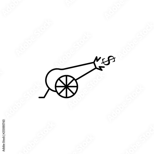 cannon dollar outline style icon. Element of currency war icon for mobile concept and web apps. Thin line cannon dollar outline style icon can be used for web and mobile