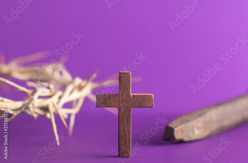 Symbols of the Crucifixion with a Nail and the Crown of Throns photo