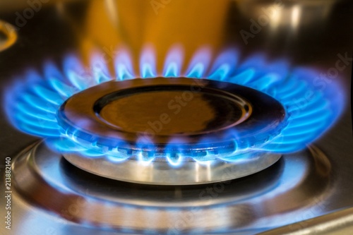 Gas Burner with Blue Flames