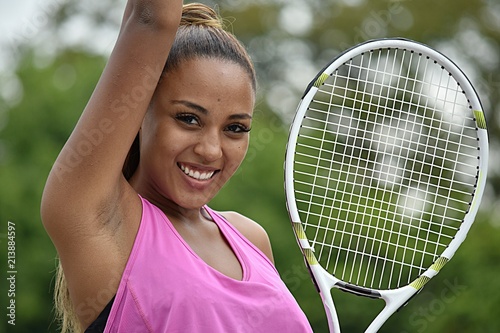 Minority Female Tennis Player Winner © dtiberio