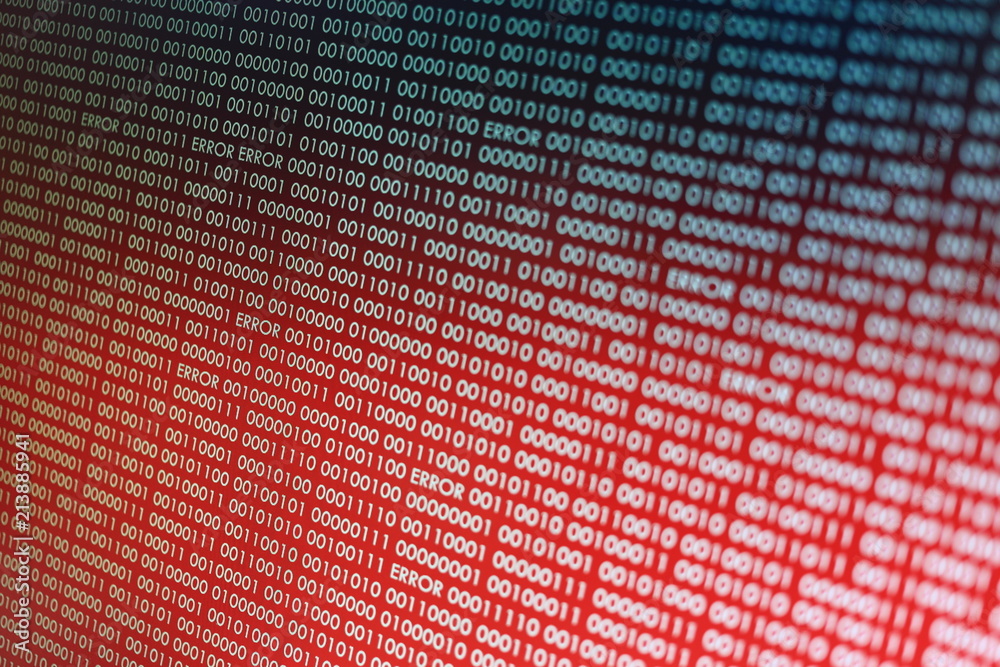 computer technology background. red binary code computer language data ...