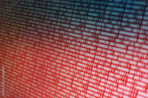 computer technology background. red binary code computer language data transfers. unsecured and dangerous big data and ai artificial intelligence cyber network. digital business environment.