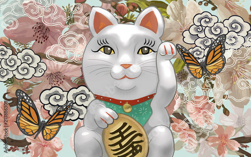 Japanese Maneki Neko figurine illustration
