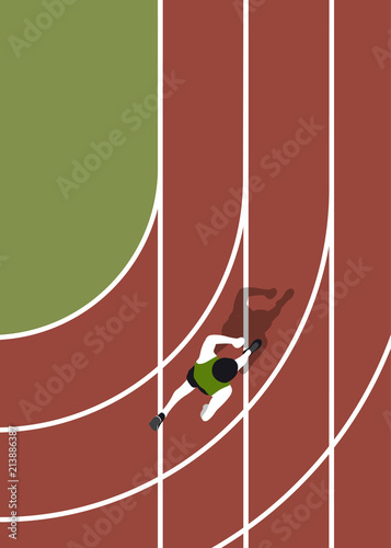 Aerial view of a running track