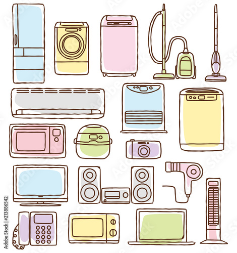 手描き風の家電アイコンセット