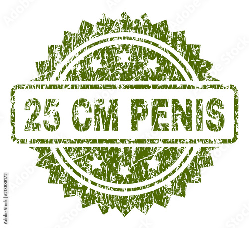 25 CM PENIS stamp seal watermark with rubber print style. Green vector rubber print of 25 CM PENIS caption with dust texture.