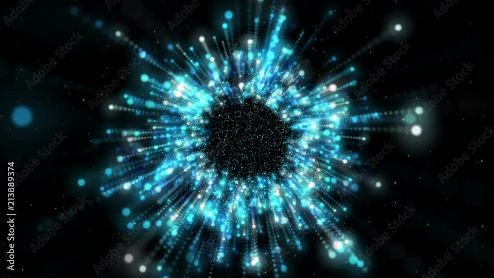 Abstract background particle and lighting effect floating and flow with dark and grain processed