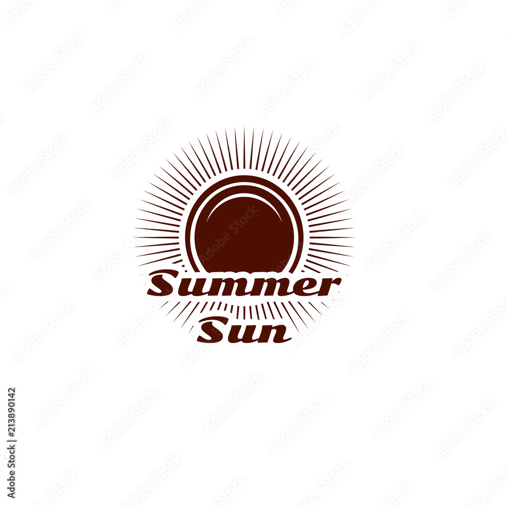 Fototapeta premium Summer sun logo icon. Vector illustration isolated on white background