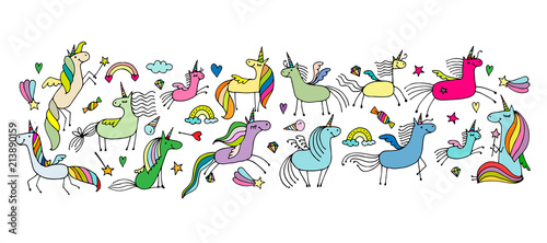 Magic unicorns collection, sketch for your design