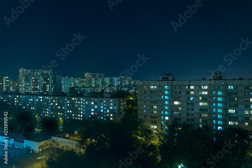Moscow apartments at night