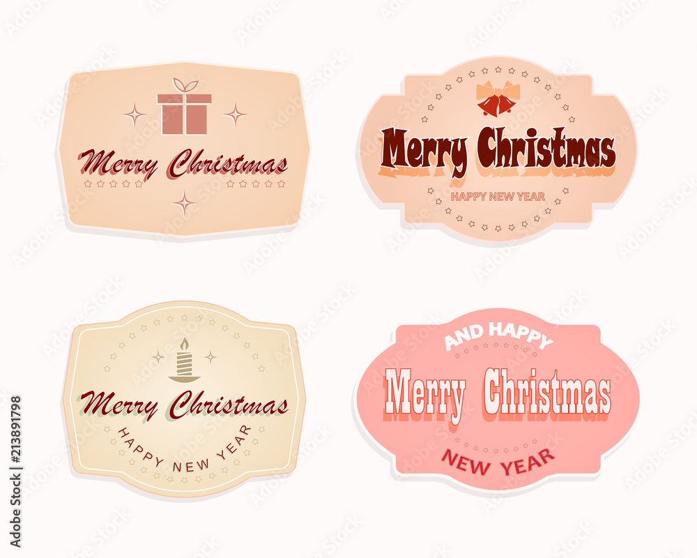 Christmas oval emblem, label pink, beige pastel shades with text, Christmas oval emblem, label pink, beige pastel shades with text,