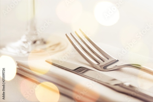 Table setting with fork and knife