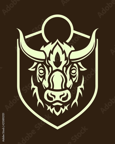 Buffalo head silhouette on shield