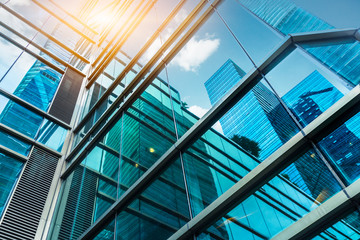 Urban abstract - windowed corner of office building.