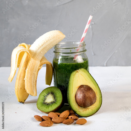 Healthy green smoothie photo