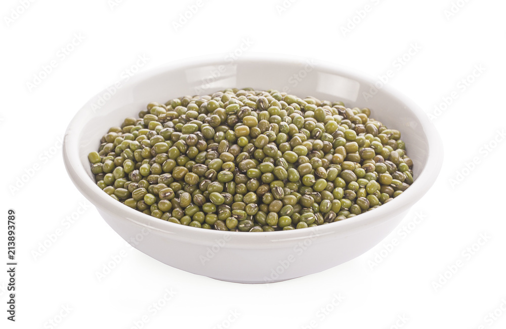 green beans,mung beans isolated on white background