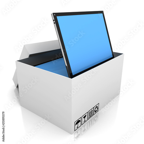 Cardboard box and tablet computer PC photo