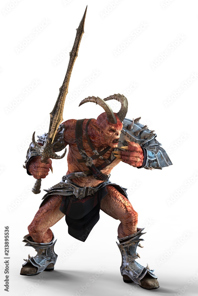 3D illustration demon monster isolated on white background 3D illustration demon monster isolated on white background