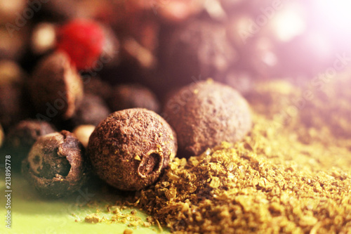 Various spices for cooking so close photo