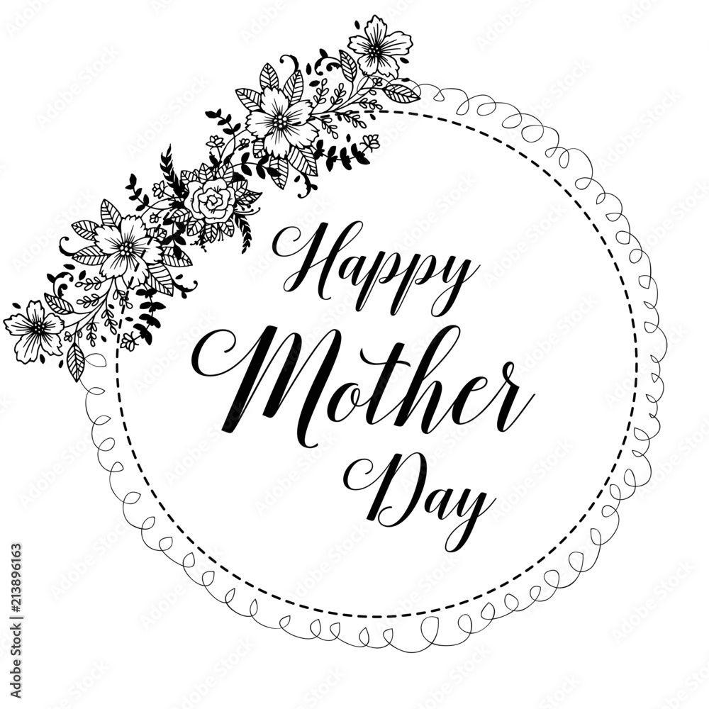 Lettering Happy Mothers Day beautiful greeting card with flower Lettering Happy Mothers Day beautiful greeting card with flower