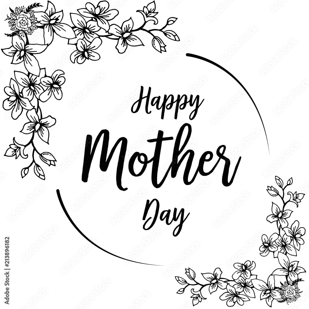 Happy Mother`s day template card with floral hand draw elements Happy Mother`s day template card with floral hand draw elements