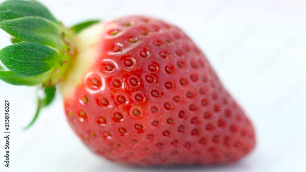 Macro closeup of bowl of fresh strawberry fruit, dolly slowly turning. Macro closeup of bowl of fresh strawberry fruit, dolly slowly turning.