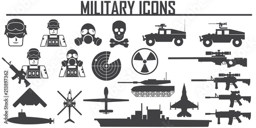 Collection of flat  icons - army and military theme