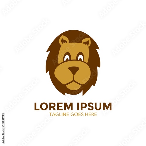 Fototapeta Naklejka Na Ścianę i Meble -  Unique lion logo mascot template. vector. editable. simple shape. minimalist color. memorable