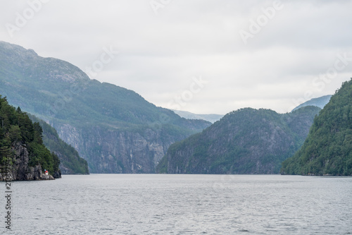 The mountains form a multi-planned mountain landscape. Monstraumen, Hordaland country, Norway, Europe.