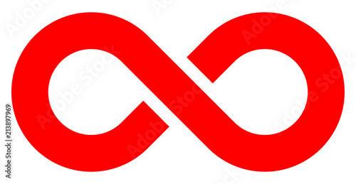 infinity symbol red - simple with discontinuation - isolated - vector