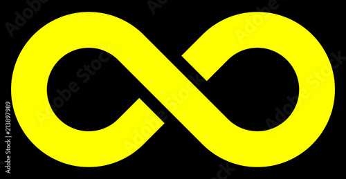 infinity symbol yellow - simple with discontinuation - isolated - vector