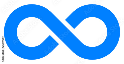 infinity symbol blue - simple with discontinuation - isolated - vector