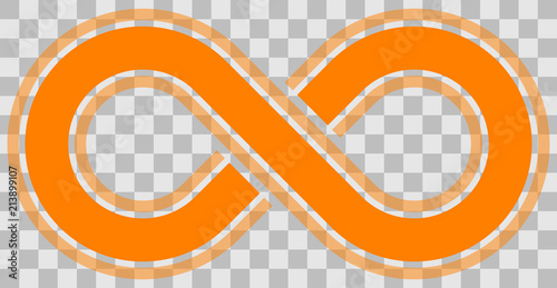 infinity symbol orange - outlined with discontinuation and transparency eps 10 - isolated - vector