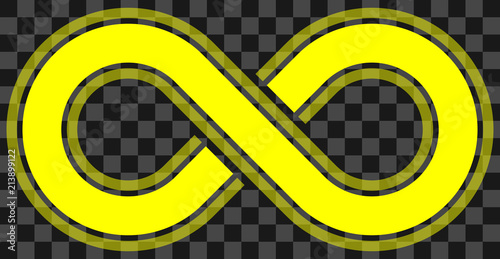 infinity symbol yellow - outlined with discontinuation and transparency eps 10 - isolated - vector
