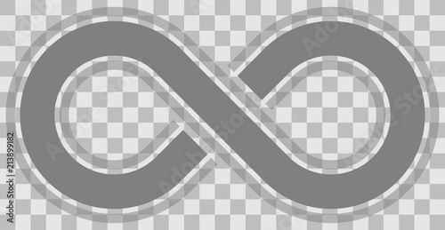 infinity symbol medium gray - outlined with discontinuation and transparency eps 10 - isolated - vector