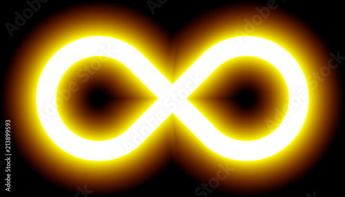 infinity symbol yellow light - color tint glow with transparency eps 10 - isolated - vector