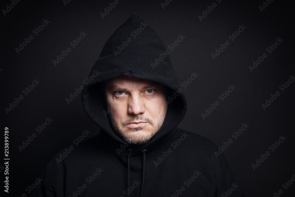 Scary man sales in black hoodie