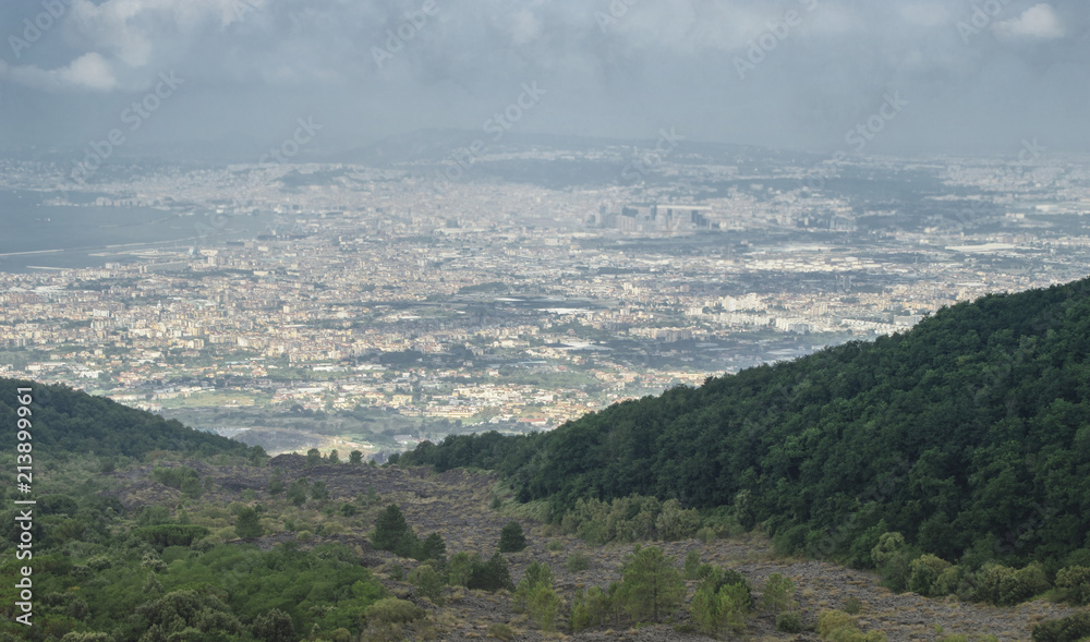 Aerial view of Naples from the Vesuvius