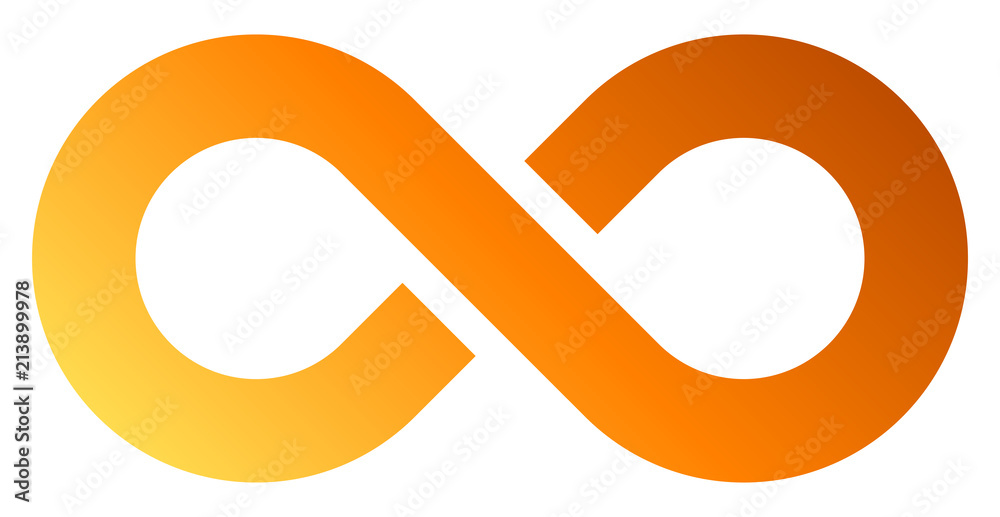 infinity symbol orange - gradient with discontinuation - isolated ...
