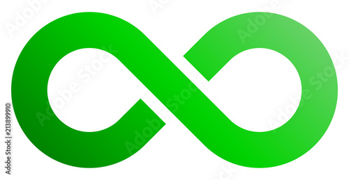 infinity symbol green - gradient with discontinuation - isolated - vector